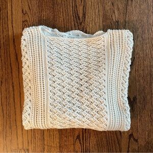Loose Knit Cotton Blend Sweater in Cream